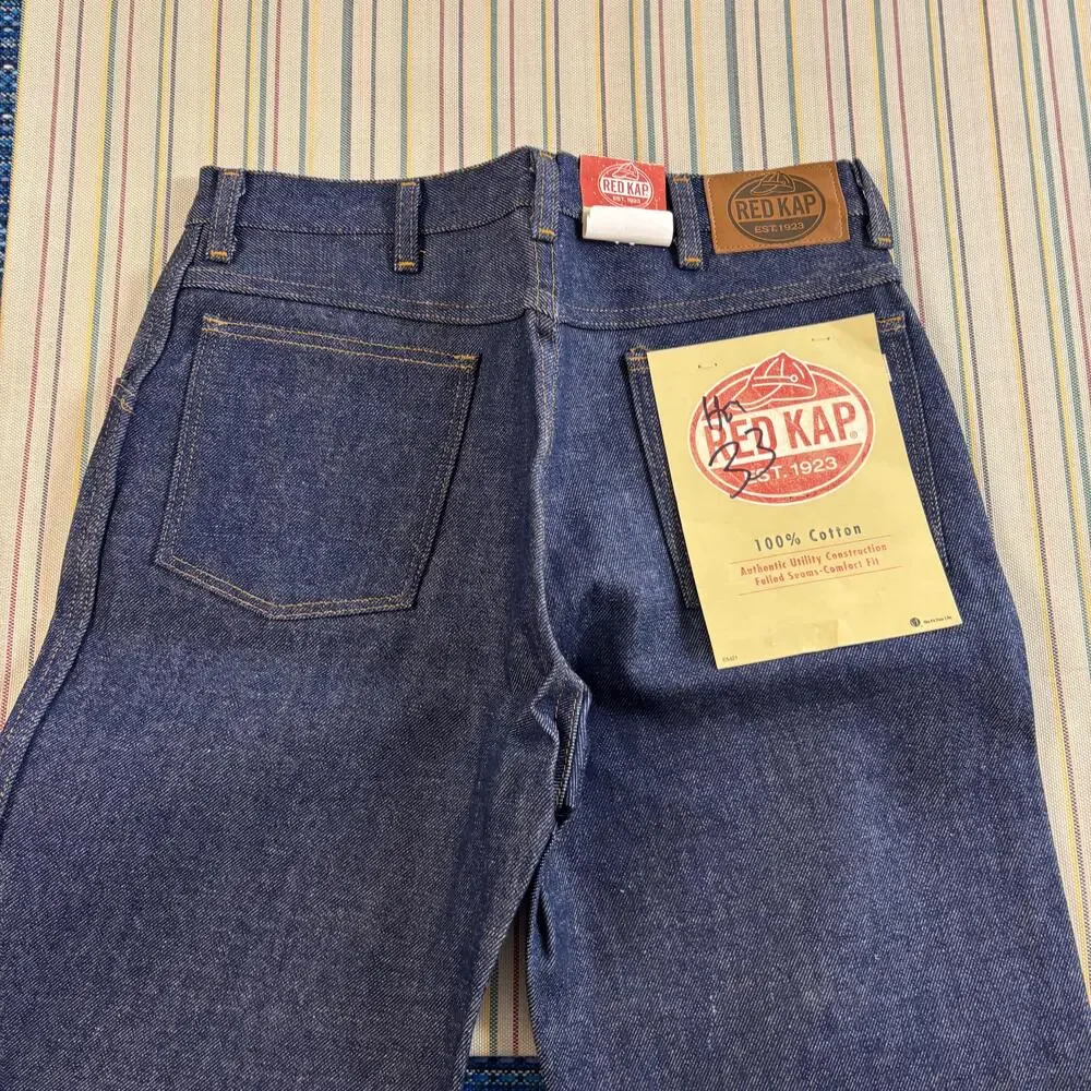 Red Kap Jeans Mens 32x34 Dark Blue Denim Workwear Straight Leg PD52DN2 New
